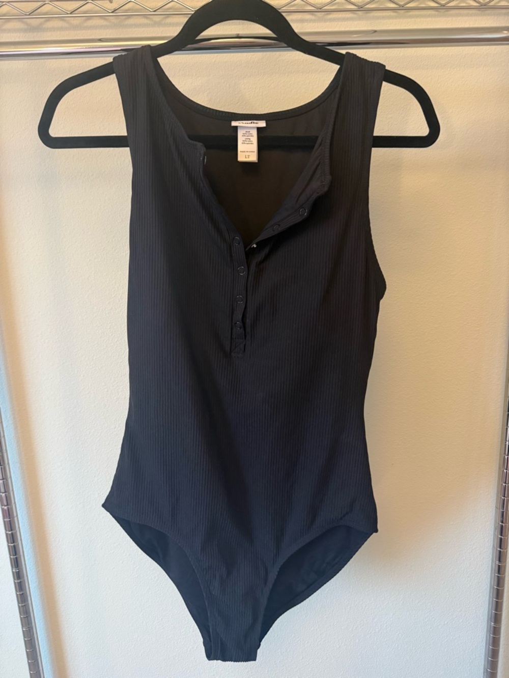 Andie The Malibu Ribbed Black One-Piece Swimsuit, Large Long Torso